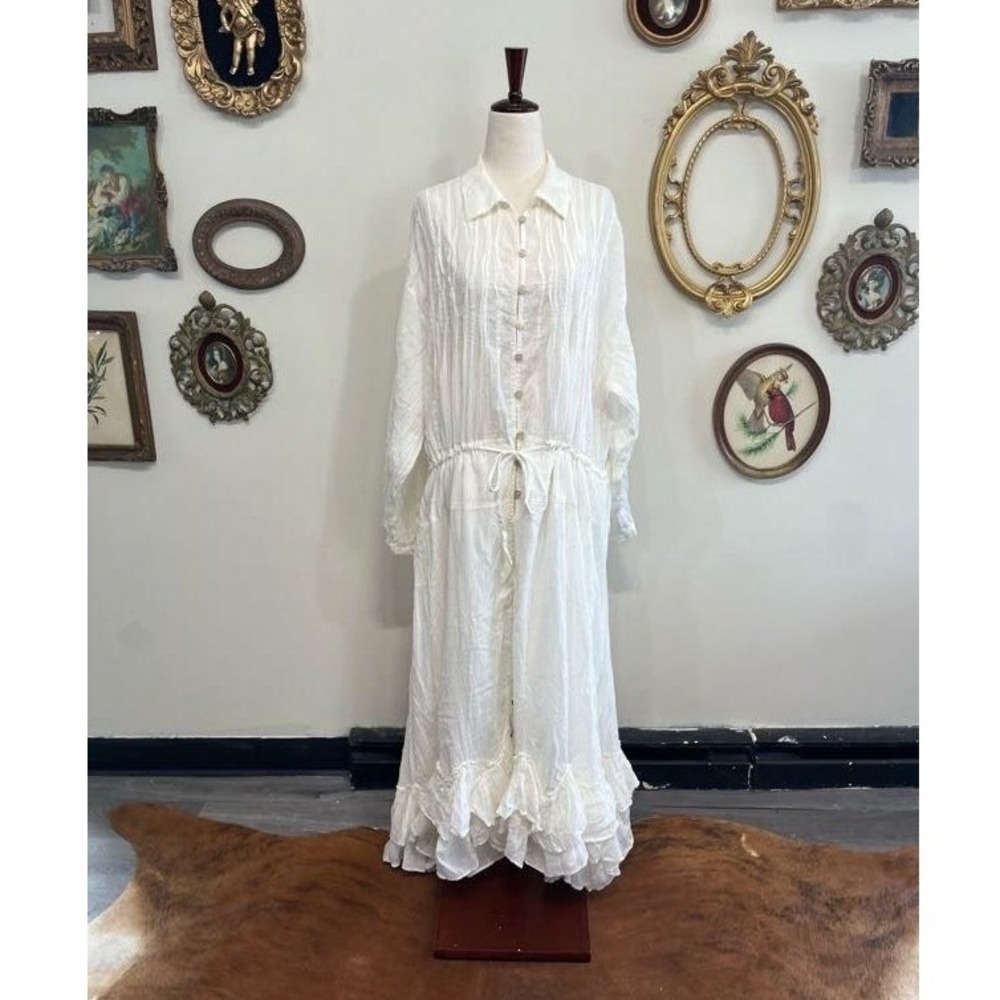 Free People free-est White Gauze Maxi Shirtdress Size M